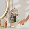 Cosmetic Storage Holder Box Transparent Rotating Sliding Door Makeup Brush
