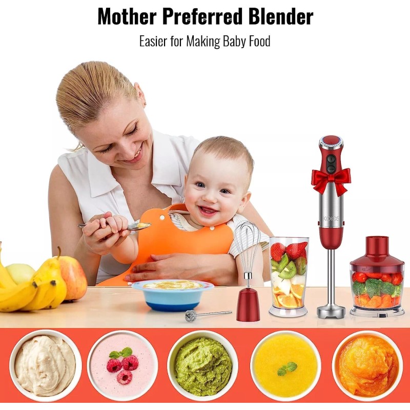 KOIOS 1000W Hand Immersion Blender 12 Speed 5-in-1 Electric Stainless