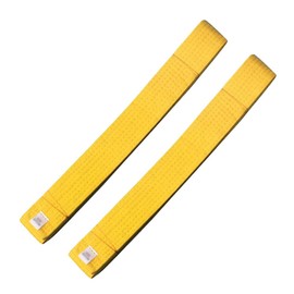 G-LIKE Martial Arts Accessories Taekwondo Belt - 2 Pieces Belt Martial Arts Karate Judo Wushu Ju-Jutsu Ninjutsu Budo Kendo Aikido Training Competition for Adults Children - Cotton (200cm, Yellow)