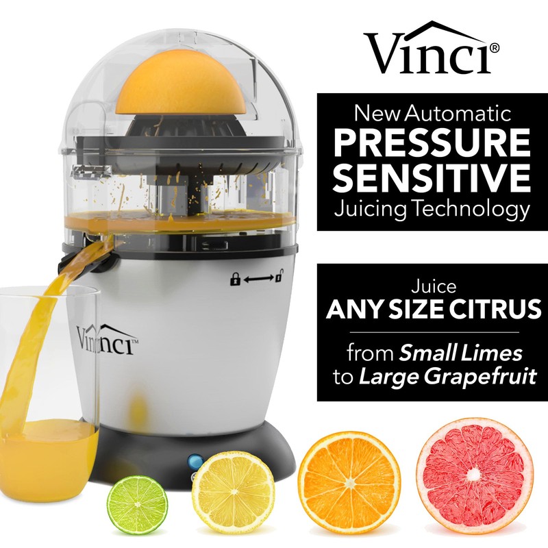 Vinci Hands Free Electric Citrus Juicer, 1-Button Juicer Machine, Orange
