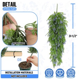 E&K 13 PCS Artificial Plants Faux Leaf Hanging Grass Decoration for Home Garden Office Indoor Outdoor Wedding Party (Green Light Purple)