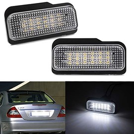 2pcs LED License Plate Lights Number Lamp for Benz W211 4D, W211 5D, W203 5D, W219 4D, R1712D Powered by 18-SMD Xenon White LED Error Free with CE E-Mark Certificate High Brightness