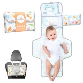 Changing Mat for Travelling Compact Changing Mat XL - Combinable Removable Changing Bag with 6 Compartments, Cloth Dispenser and Comfortable Pillow for Your Baby's Head
