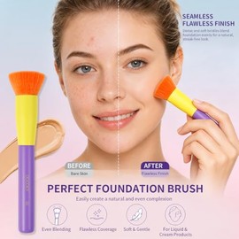 docolor 15PZS Colorido Pinceles de Maquillaje de Regalo Prima Sintética Kabuki, La Cara en Polvo Mezcla de Fundación, Corrector, Sombra de ojos, Arco 
