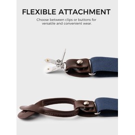 Kohentact Suspenders for Men with Clip & 6 Buttons 1.4in Y-Shape Stainless Steel