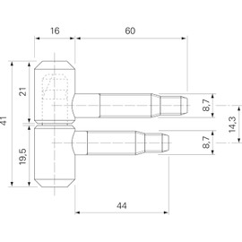 Hinge 2 Pcs. 16 mm – Zinc-Plated Steel. Pack of 1