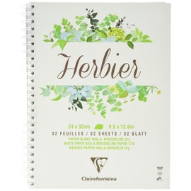Clairefontaine Herbarium Paint'On 975180C Spiral Bound 24 x 32 cm 180 g 32 Sheets White