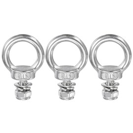 M METERXITY 3-Sets Eye Bolts with Nuts, M6x12mm 304 Stainless Steel Lifting Shoulder Eye Bolt with Washer and Nut for Hanging [Silver Tone]