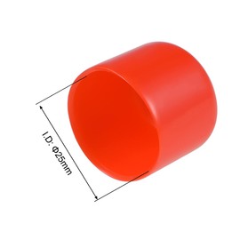 TOP-VIGOR 10Pcs 25mm ID Round Rubber End Caps, Flexible Screw End Caps Thread Protectors, Red Vinyl Bolt Covers Rubber Covers for Screws, Tubes, Cables, Wires, etc