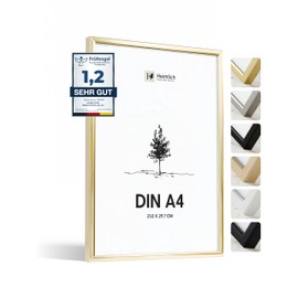 Heimlich® 1 x Picture Frame, A4 21 x 30 cm, Gold Metal Frame, Poster Frame, Small Collage, Aluminium Photo Frame