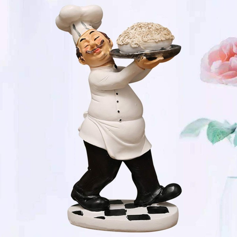 WINOMO Chef Figures Decorative Kitchen Chef Figure Chef with Pasta