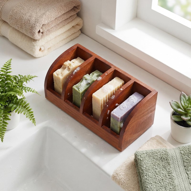 Yiyiring Natural Wooden Multi-bar Soap Holder 7.5 x 3.2 x