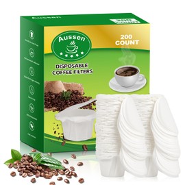 Aussen Disposable Coffee Paper Filters Replacement Kerig Filter Fit All Keurig Single Serve Filter Brands Compatible with Reusable Single Serve Pods Keurig Coffee Maker (White with Lid, 200pcs)
