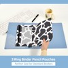Gredecor Binder Pencil Pouch 3 Ring Black and White Cow