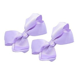 Hair Aligator Clip Bow Ribbon Grosgrain Slides Girl Prom Accessory Gift - SET OF 2 - Lavender