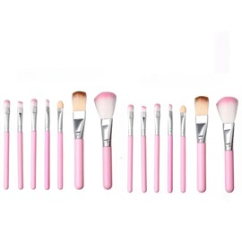 Glowify Children Makeup Brushes, 7Pcs+7PCS Makeup Brush Set Foundation Eyebrow Eyeliner Brush Cosmetic Concealer Brushes for Kids Girls, Women trave - Pink+Black case (7 pink +7 pink)