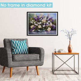 Pavemlo DIY 5D Diamond Painting Kits Lavender Flowers Diamond Painting Cross Stitch Embroidery Rhinestone Full Picture Art for Painting Living Room Bedroom Decoration Wall Sticker 30 x 40 cm