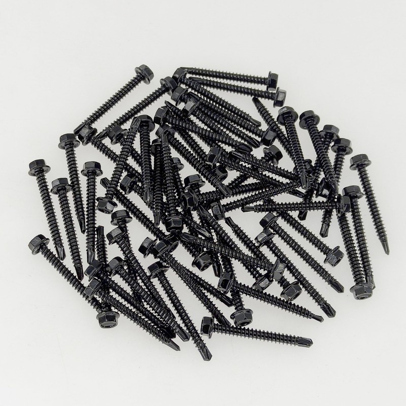 60 PCS Hex Head Self-Tapping Screws for Metal,Black 410 Stainless