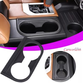 Carworld66 Matt Black ABS Cup Holder Trim Panel Cover Fits For Toyota Tundra 2014-2021