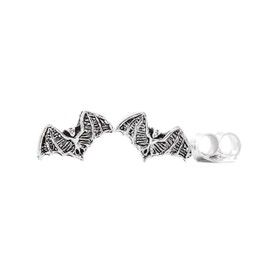 WINDALF Gothic Silver Stud Earrings SVANTI 8 mm Lucky Bat Bohemian Indie Earrings 925 Sterling Silver, Sterling Silver, No Gemstone