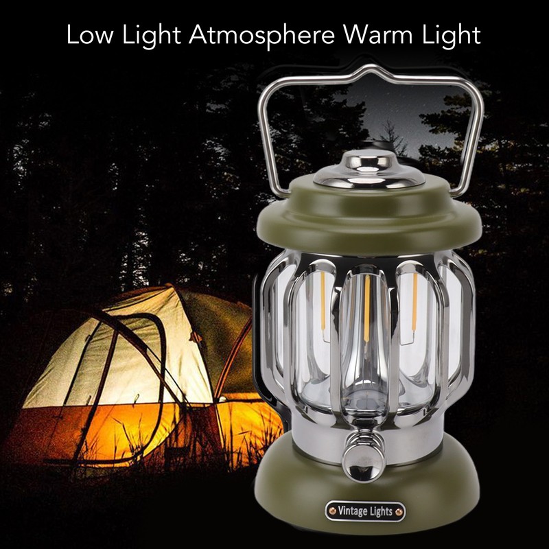 Retro Camping Light Rechargeable Warm Light Vintage Lamp Hanging Tent