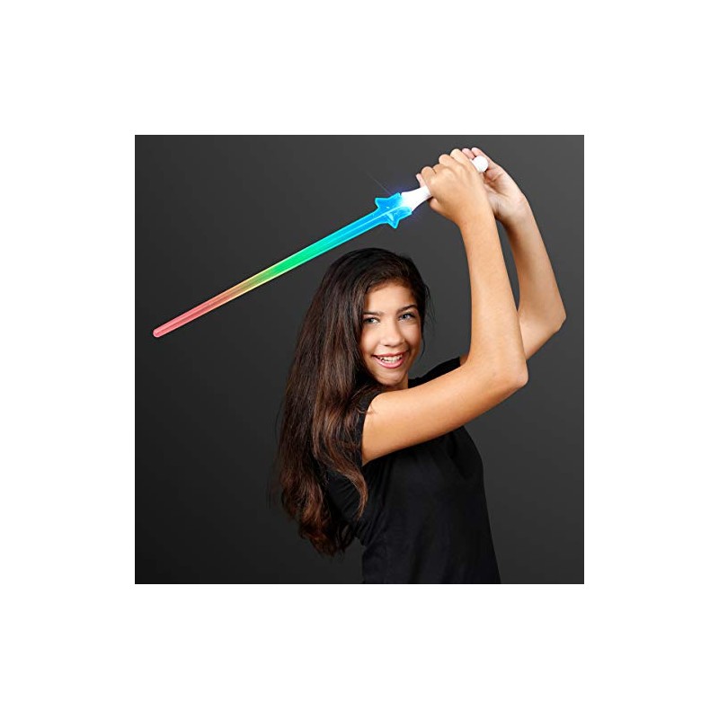 Light Up Star Power Rainbow Saber Sword with Color Changing