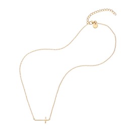 NOELANI 2030199 Women's Necklace with Pendant 925 Sterling Silver 40 + 5 cm Gold Cross Comes in Jewellery Gift Box, Sterling Silver, None