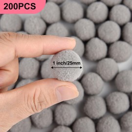 ANPUNAT 200 Pcs Craft Pom Poms 1 Inch Felt Balls for Kids DIY Art Creative Crafts Projects and Decoration(Light Grey)
