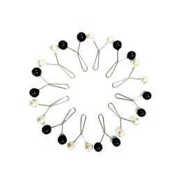 SNAG FREE SAFETY PINS Hijab Pins for Women, Muslim Hijab Scarf Clips Safety Pins, Headscarf Shawl Clips Safety Scarf Hijab Pins for Wedding Decorative DIY Accessories (Design 4 Black/White (12pc)