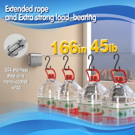 IPalamila Washing Line Retractable Outdoor,16-26ft Retractable Washing Line Outdoor,Heavy Duty Stainless Steel Extendable Washing Line,Garden Balcony Patio Rustproof Retractable Washing Line