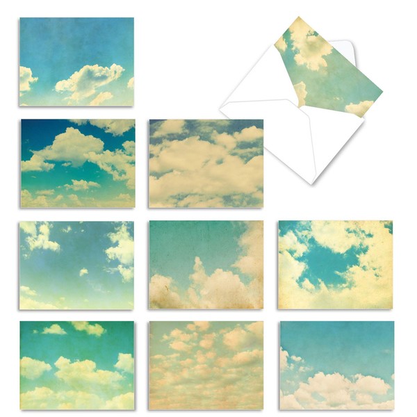 The Best Card Company - Box of 10 All Occasion Cards Blank (4 x 5.12 Inch) - Scenic Landscape Cards Assorted - Cloud 9 M2036