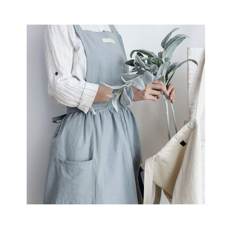 Spdycess soft cotton kitchen cooking apron with cross back: for