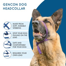 Gencon - Medium Size Anti Pull Dog Headcollar - Trainer Approved - Soft & Gentle Control - Practical Dog Training & Behaviour Aid - Left Hand - UK Made - Doesn't Include Lead - Navy/Jade