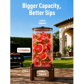 Drink Dispensers for Parties, Glass Beverage Dispenser with Stand