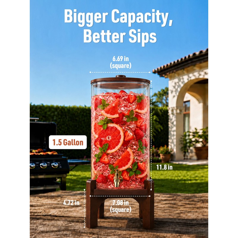 Drink Dispensers for Parties, Glass Beverage Dispenser with Stand