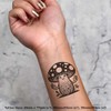 4 x 'Meditating Toadstool' Temporary Tattoos - Water Resistant, Skin-Safe,