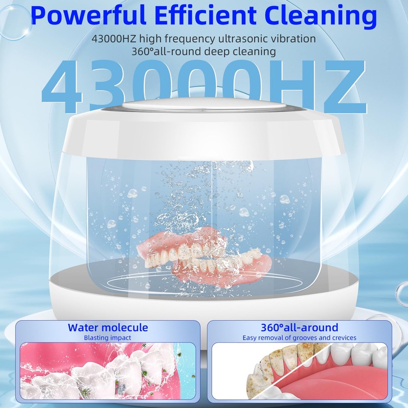 Ultrasonic Retainer Cleaner,Denture Cleaner Machine for Night Guard,Mouth Guards,Braces,Toothbrush Heads,Jewelry