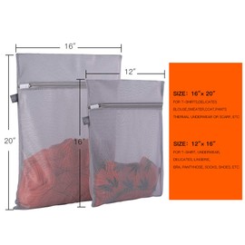 Delicates Laundry Bags(Grey, 1 Large + 1 Medium)