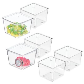 iDesign Plastic Drawer Organizer Bins - Storage for Kitchen, Bathroom, and Desk Drawers - Set of 6 - Clear
