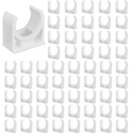 RHQFDM 60 Pieces 25mm PPR Pipe Clamp Pipe Clamps Fix Support Universal Single Pipe Clip Push-in Pipe Clamps White Plastic Tubing Clips for Garden,Swimming Pool Pipe Fastening