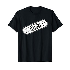Im Ok Bandaid Minimal Blackwork T-Shirt