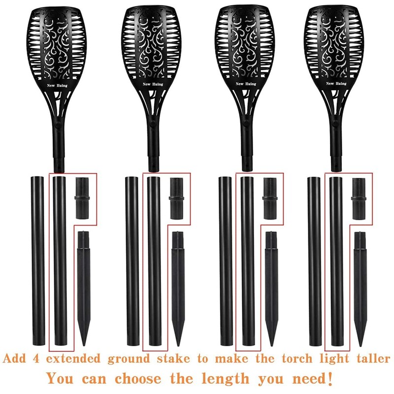 4PCs Solar Torch Lights Outdoor, 43 inch 96 LED, Waterproof