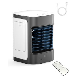 Mini Portable Air Conditioners, Personal Air Conditioner for room, Portable AC Unit Swamp Cooler with 100° Oscillation, USB Powered, for Tent Camping Bedroom,Black-3