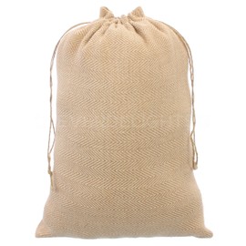 CleverDelights 10 x 14 Inch Herringbone Burlap Bags - 5 Pack - 10x14 Jute Cotton Blend Drawstring Gift Sacks