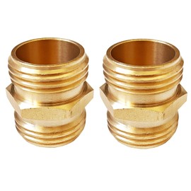 Kabter Brass Garden Hose Fittings Adapter 3/4-inch GHT Male to Male Connector(Pack of 2)