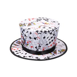 Toddmomy Top Hat Wizard Hat Cap Cloth Playing Card Print Costume Party Hat Marvellous Performance Hat Magic Party Hat Dress Up Party Accessories Colourful