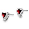 925 Sterling Silver Red Garnet Diamond Heart Love Stud Earrings
