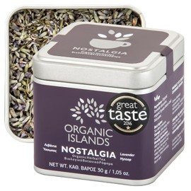 Organic Islands Herbal Tea Leaves - Nostalgia Sugar-Free Decaffeinated Tea - Natural Blend of Lavender Flowers, Tea Leaves and Hyssop Flowers from Naxos, Greece 30g