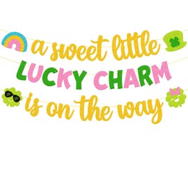 St. Patrick Day Decoration A Sweet Little Lucky Charm is on The Way Banner Baby Shower Decor Lucky Gender Reveal Party Supplies