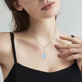 HOPEEZZ Turquoise Sterling Silver Necklace for Women, 925 Sterling Silver, Turquoise Stone, Coastal Style, Casual Wear for Women, Mother's Day, 5 grams